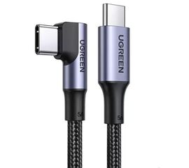 Кабель UGREEN US334 (70645) USB-C  2.0 Male To Angled 90° USB-C 2.0 Male 5A  2m - Black 