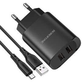  СЗУ Borofone BN2 Super fast dual port 2,1А + Micro, black 