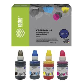  Чернила Cactus CS-EPT6641-4 T664 многоцветный набор 4x100мл для Epson L100/L110/L120/L132/L200/L210/L222/L300/L312/L350/L355/L362/L366/L456/L550/L555/ 