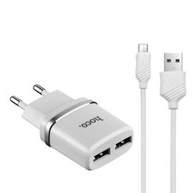  СЗУ HOCO C12, 2USB, 2.4A + Micro (белый) 