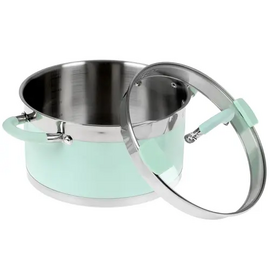  Кастрюля LARA LR02-544 (нерж) mint 24x13см, 5,7л, носик, индукционное дно, крышка с бортом 