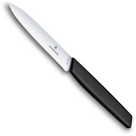  Нож кухонный Victorinox Swiss Modern (6.9003.10W) стальной универсальный лезв.100мм серрейт. заточка черный 
