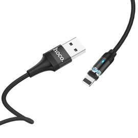  Дата-кабель HOCO U76 Fresh magnetic Lightning, 1м (чёрный) 
