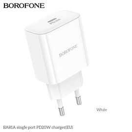  СЗУ BOROFONE BA81A single port PD20W charger(EU)  (белый) 