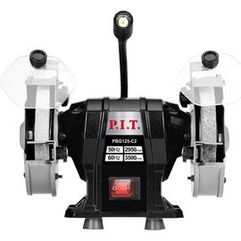  Станок точильный электрический P.I.T. PBG125-C2 (200Вт, 2950 об/мин, круг d125х12,7х16мм, пылезащита) 