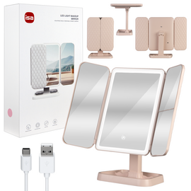  Настольное зеркало для макияжа с подсветкой ML-04 ISA (Pink) 