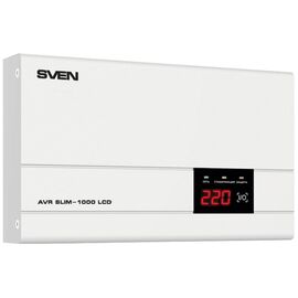  Стабилизатор напряжения SVEN AVR SLIM-500 LCD (400Вт,Входное 140-260В, 1*CEE7/4 розетка, настенное крепление). 