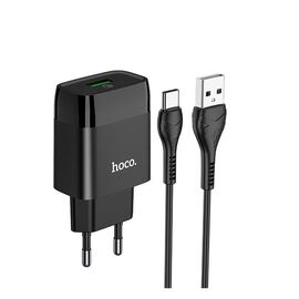  СЗУ HOCO C72Q Glorious, 1USB, QC3.0  + Type-C (черный) 
