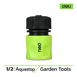  Соединитель Deli DL8793 быстросъемный с аквастопом для шланга 1/2" ударопрочный пластик 