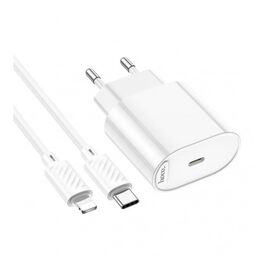  Зарядное устройство HOCO C109A (PD20W) Fighter single port PD20W charger set (Type-c to IP) (EU) White 