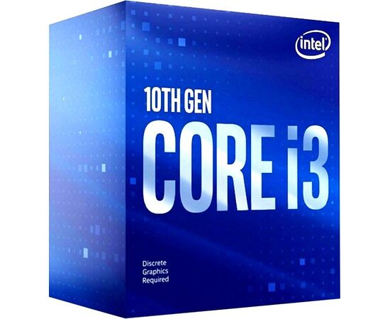  CPU s1200 Intel Core i3-10100F Box (BX8070110100F) (3.60-4.30GHz, Comet Lake, 4C/8T, GPU: none, L2: 1MB, L3: 6MB, 14nm, 65W, DDR4-2666) 