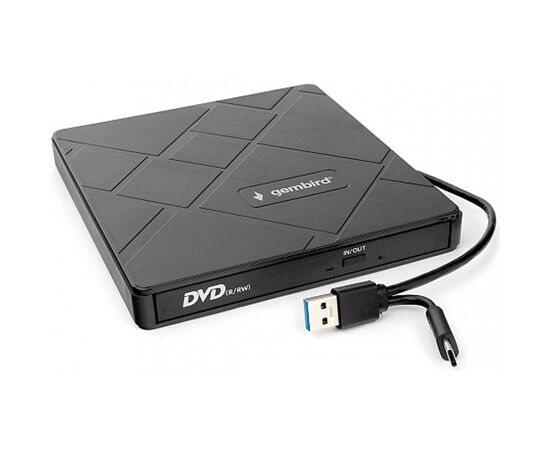  Привод Gembird DVD-USB-04USB 3.0 пластик, со встроенным кардридером и хабом черный 