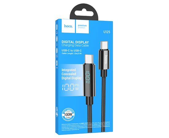  Кабель USB-C HOCO U125 Benefit Type-C - Type-C, 5A, 100W, 1.2 м, черный 