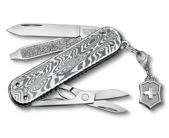  Складной нож Victorinox Classic Brilliant Damast 0.6221.34, функций 5, 58мм, серебристый, коробка подарочная 