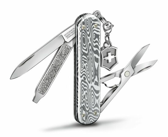  Складной нож Victorinox Classic Brilliant Damast 0.6221.34, функций 5, 58мм, серебристый, коробка подарочная 