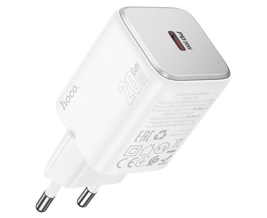 Сетевой адаптер HOCO N40 Mighty Single Port PD20W Charger (EU) - White 