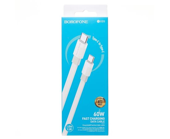  Кабель Type-C - Type-C Borofone BX89 100см 3A (white/gray) (217502) 