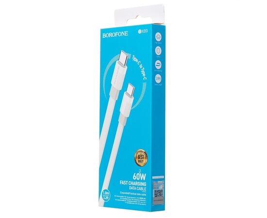  Кабель Type-C - Type-C Borofone BX89 100см 3A (white/gray) (217502) 