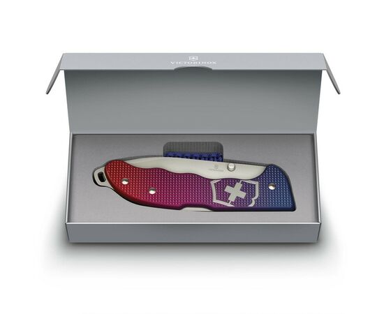  Складной нож Victorinox Evoke Alox 0.9415.d221, функций 5, 136мм, синий/красный, коробка подарочная 