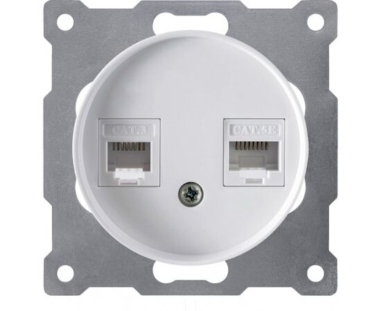 Розетка OneKeyElectro 1E20801300 (2172771) двойная телефон/компьютер RJ11/RJ45 кат.5e, белый 