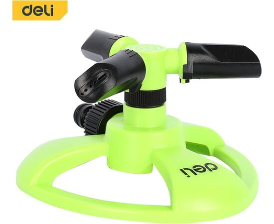  Дождеватель-разбрызгиватель Deli DL581301 круговой вращающийся 3-х сопловый 2 режима распыления, площадь орошения до 310кв.м 