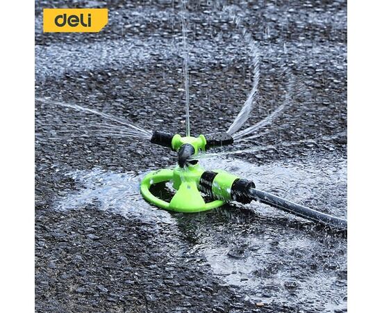  Дождеватель-разбрызгиватель Deli DL581301 круговой вращающийся 3-х сопловый 2 режима распыления, площадь орошения до 310кв.м 